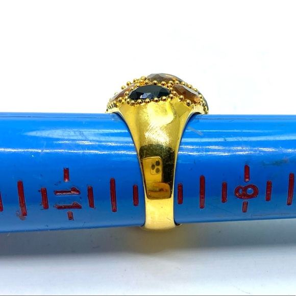 RJG RJ Graziano Topaz & Black Glass Gold Tone Dome Ring Size 10 - Picture 4 of 6